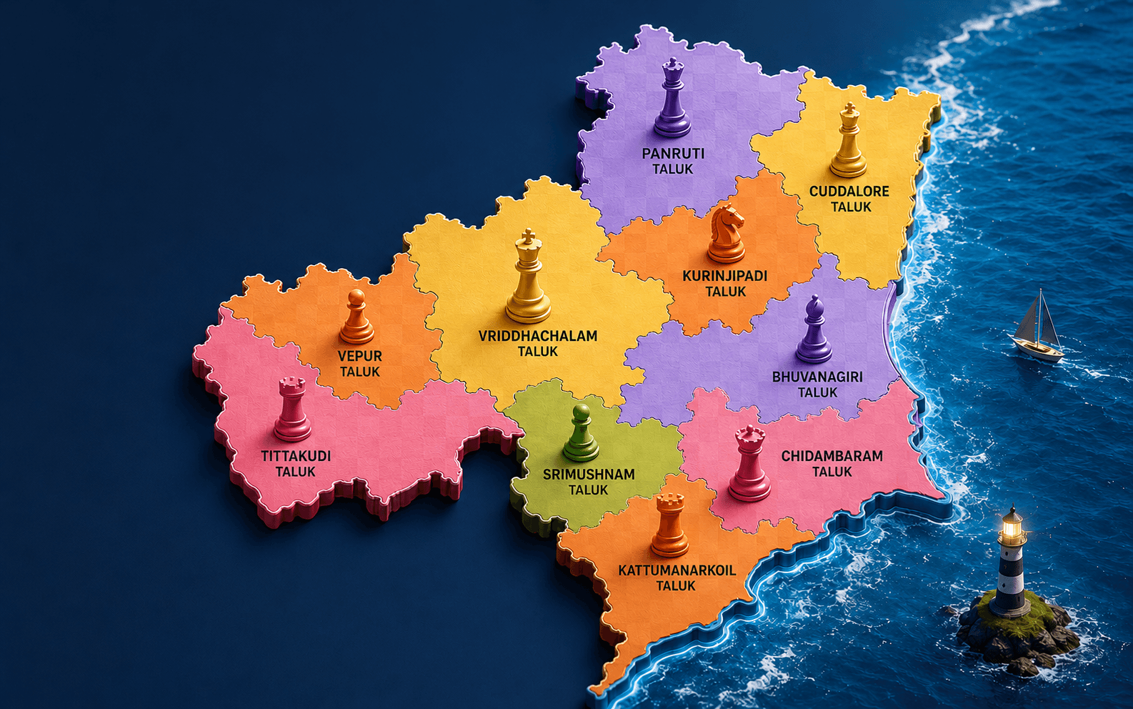 Map of Cuddalore district