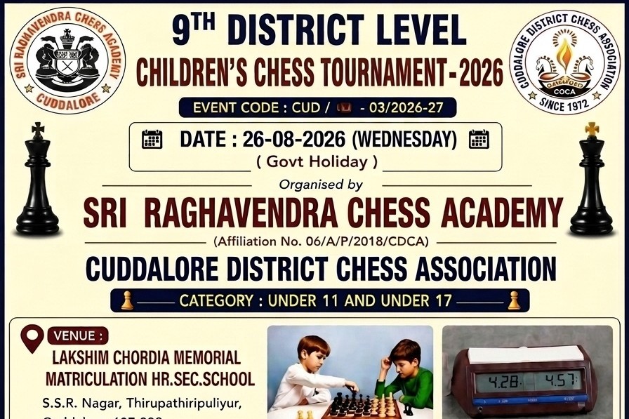 9th District Level Chess Tournament poster